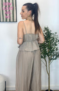 TOP EFECTO LINO TAUPE