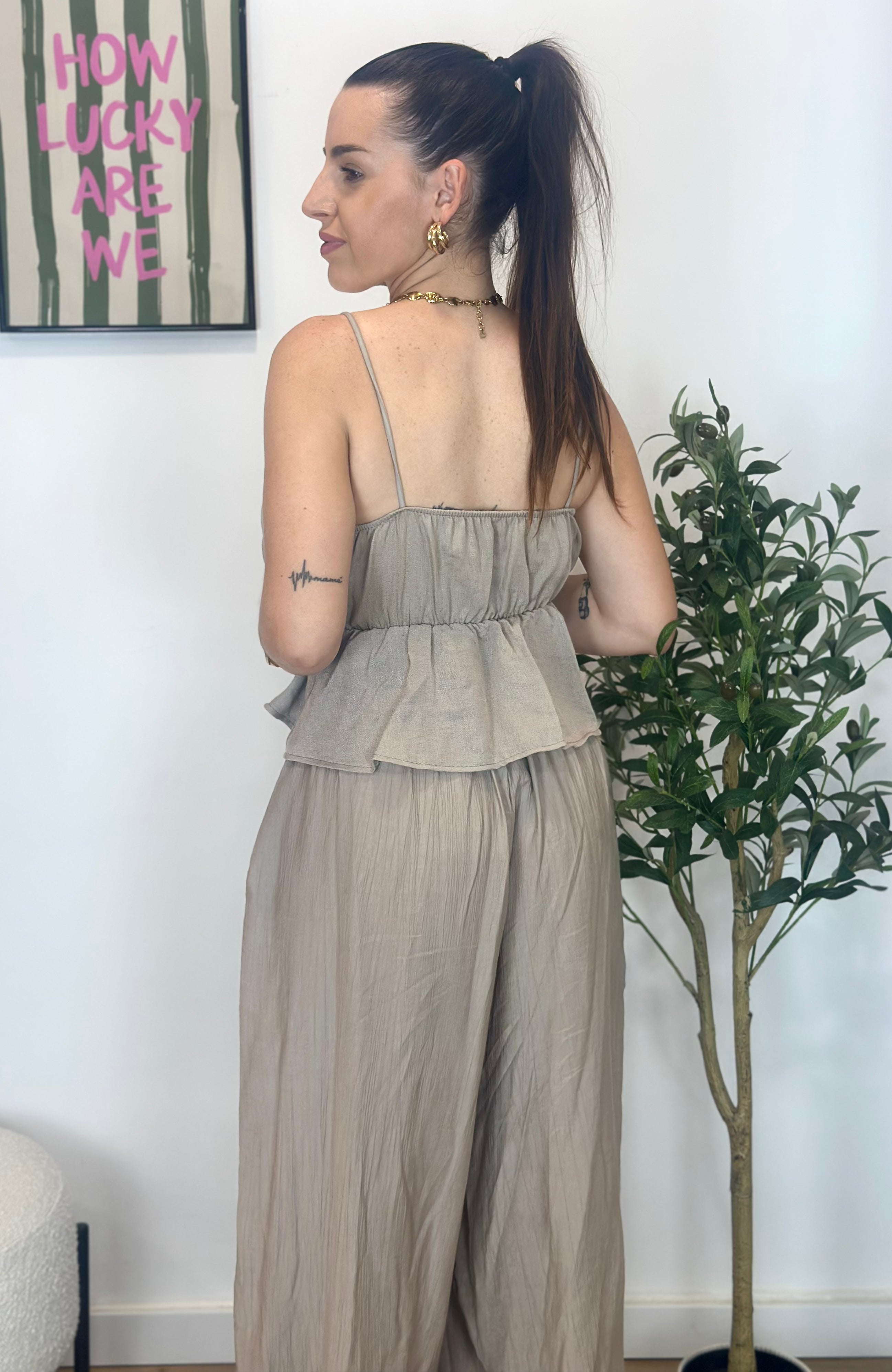 TOP EFECTO LINO TAUPE