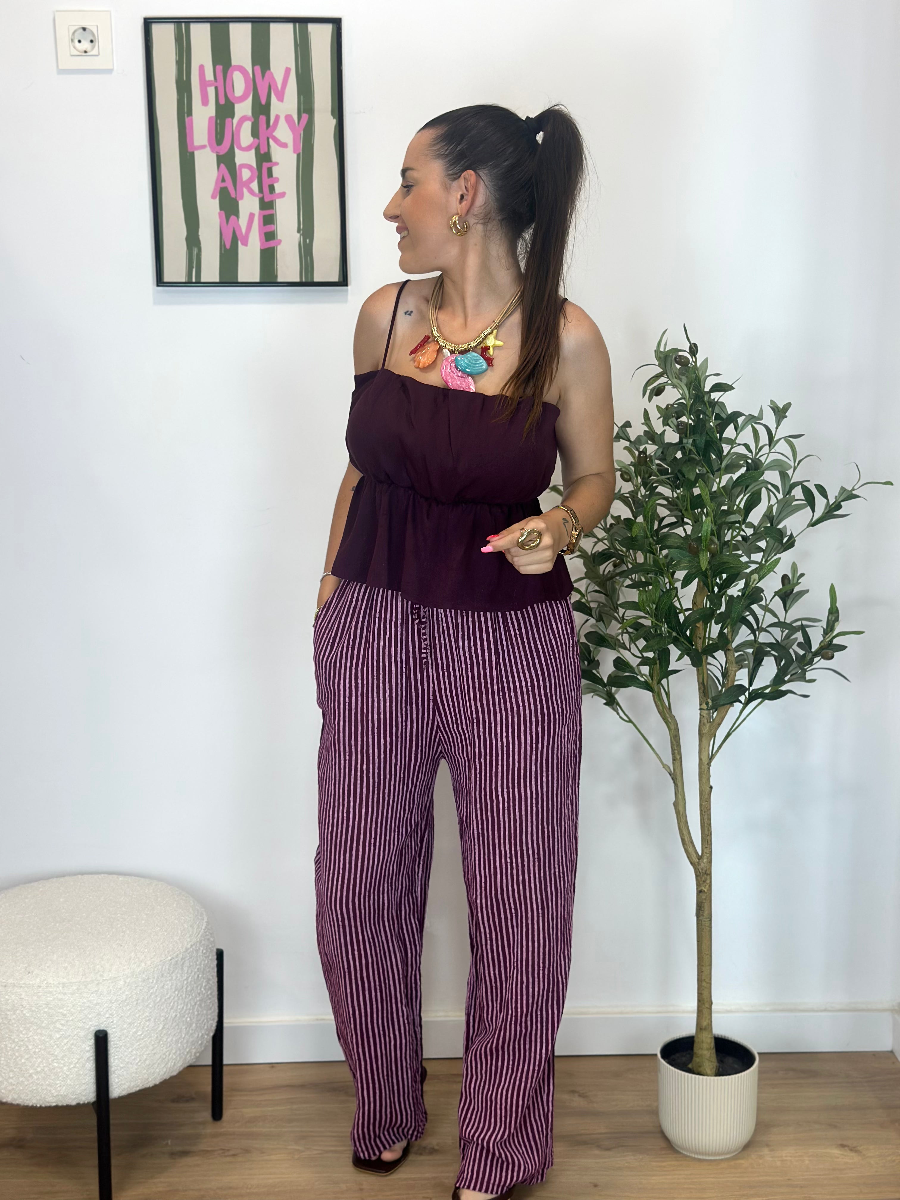 PANTALÓN RAYAS EFECTO LINO
