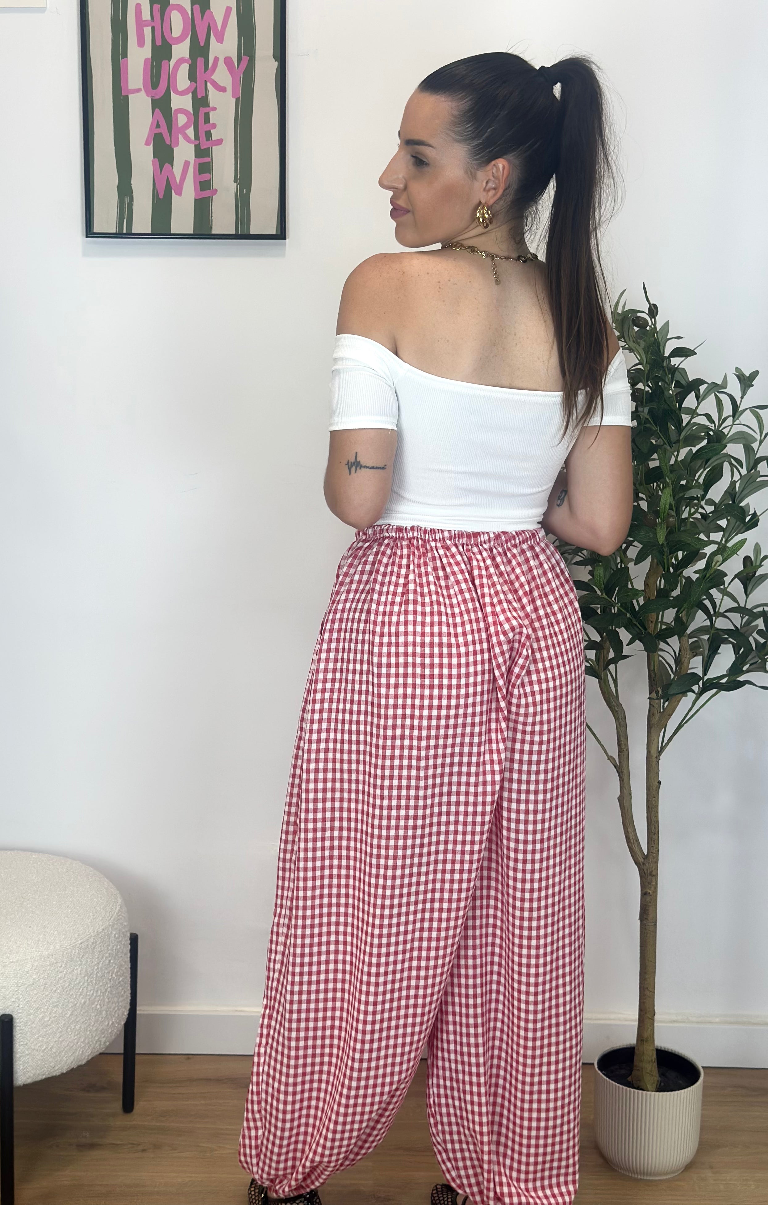 PANTALÓN BOMBACHO VICHY RED