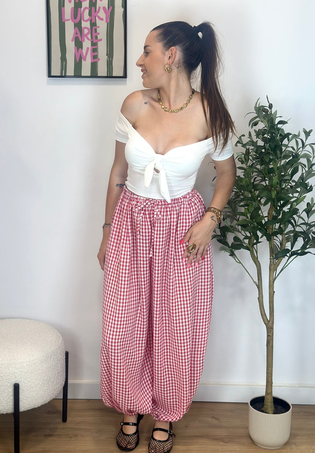 PANTALÓN BOMBACHO VICHY RED