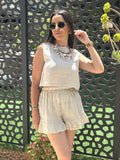 SHORT VOLANTE BEIGE