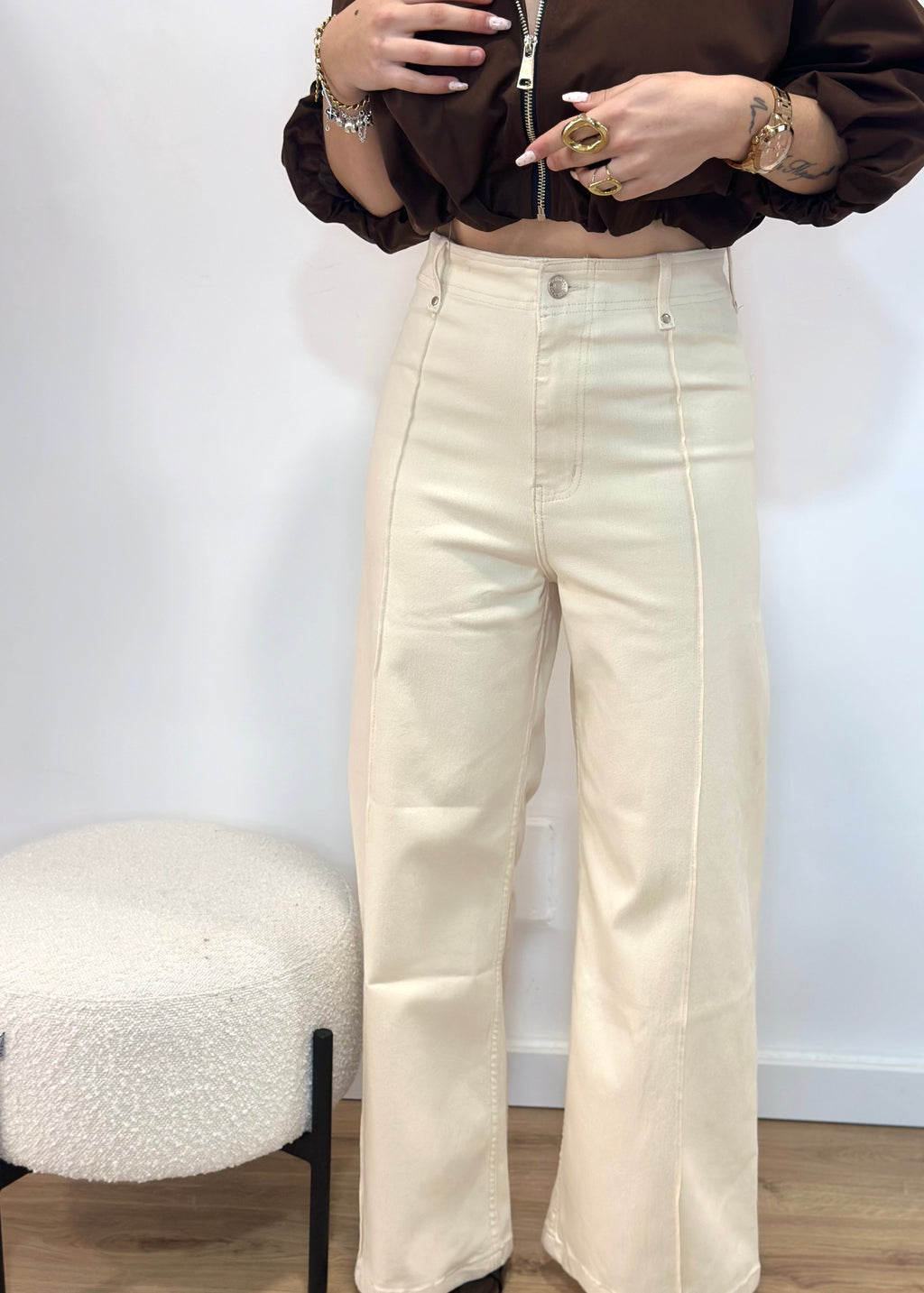 JEANS BEIGE COSTURA