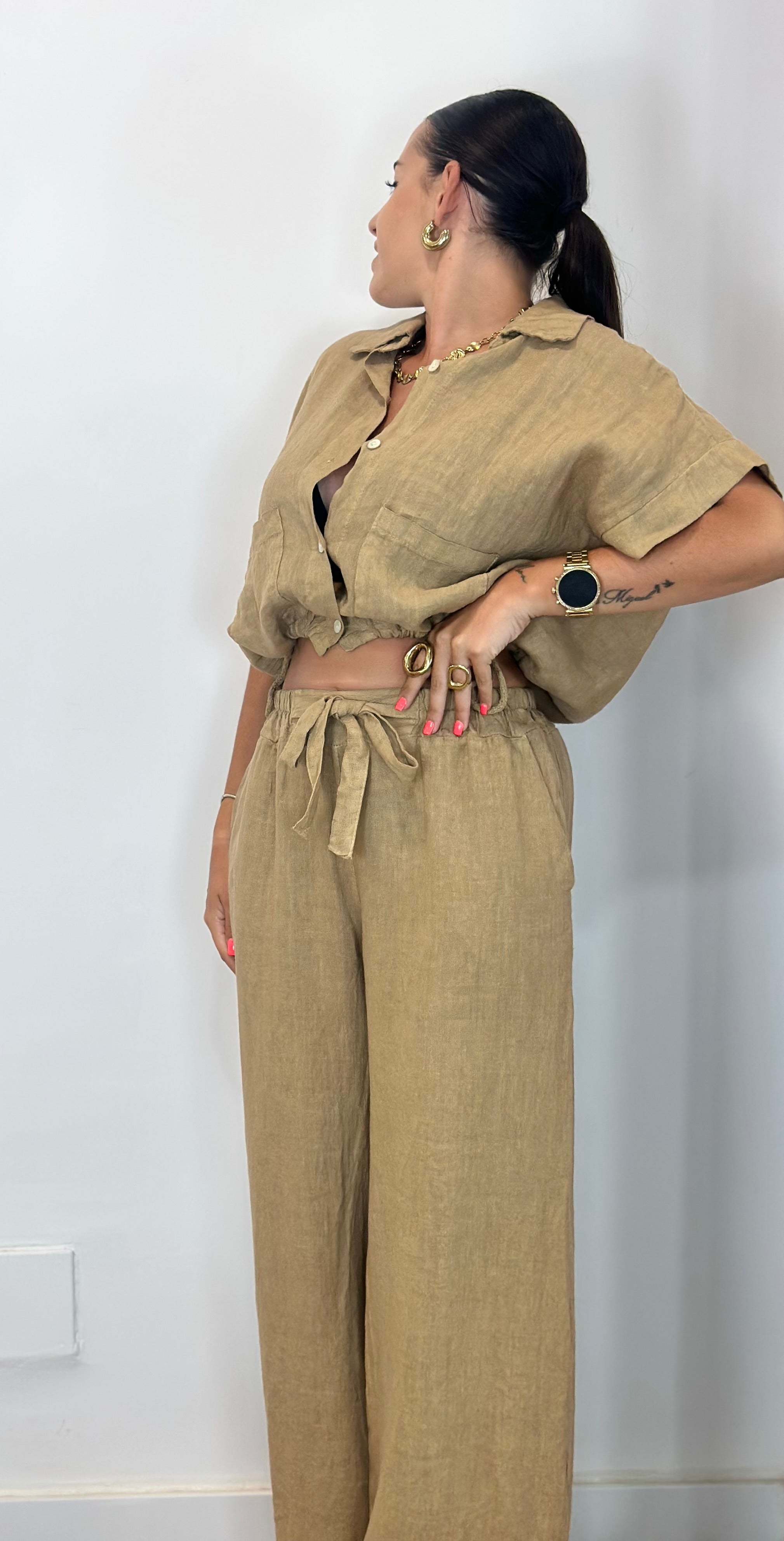 PANTALÓN DETALLE LAZO LINO