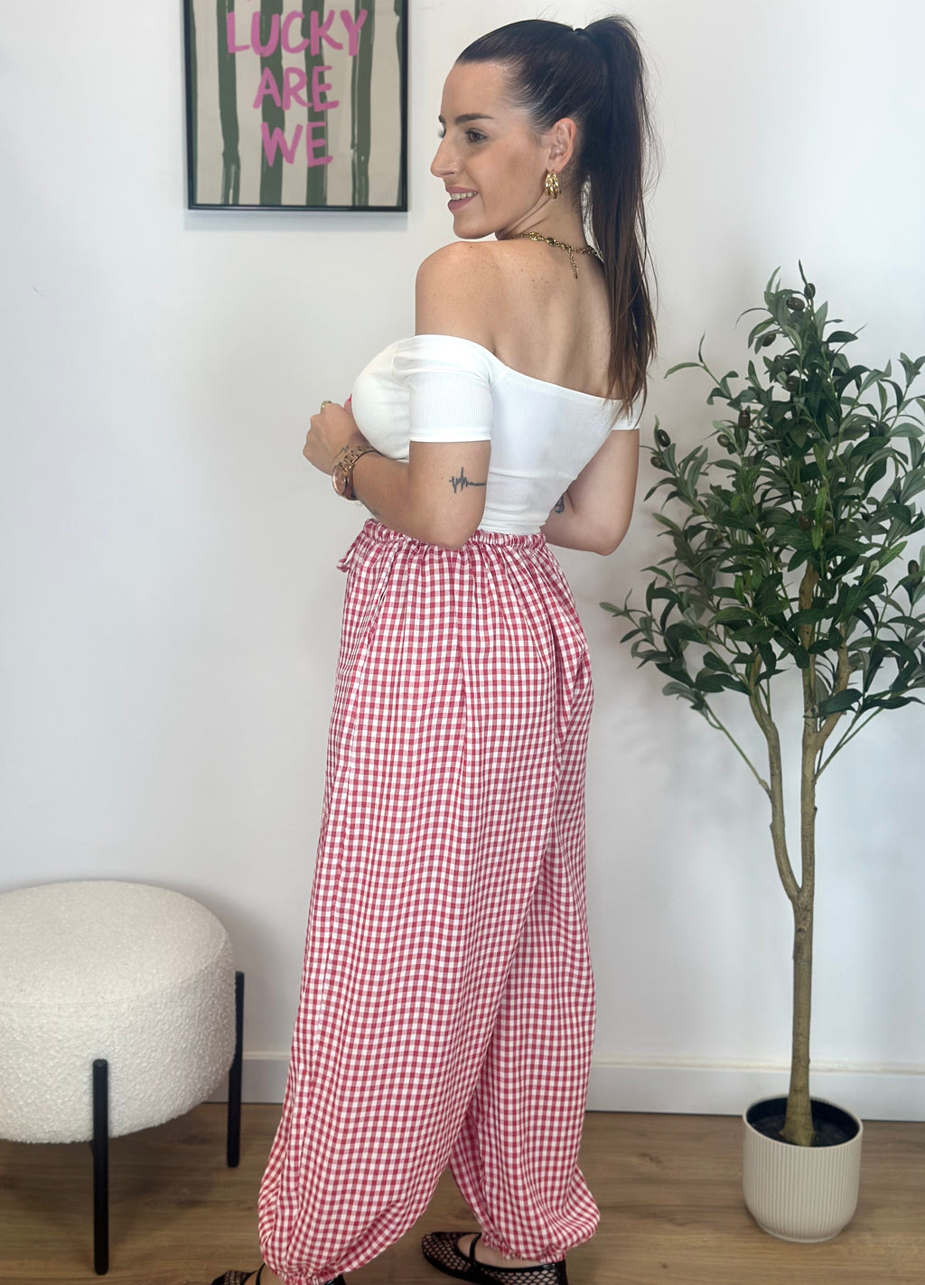 PANTALÓN BOMBACHO VICHY RED