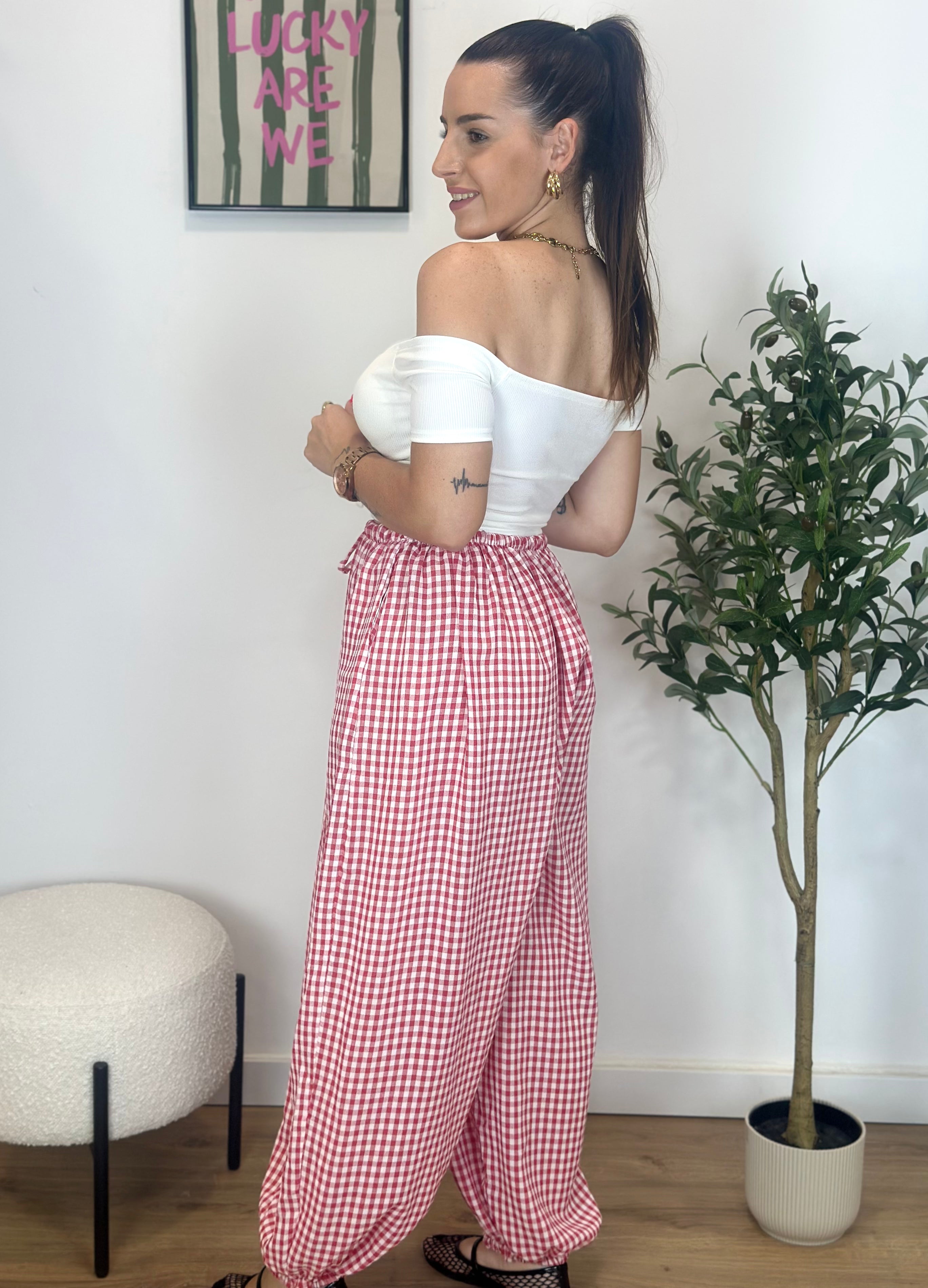 PANTALÓN BOMBACHO VICHY RED